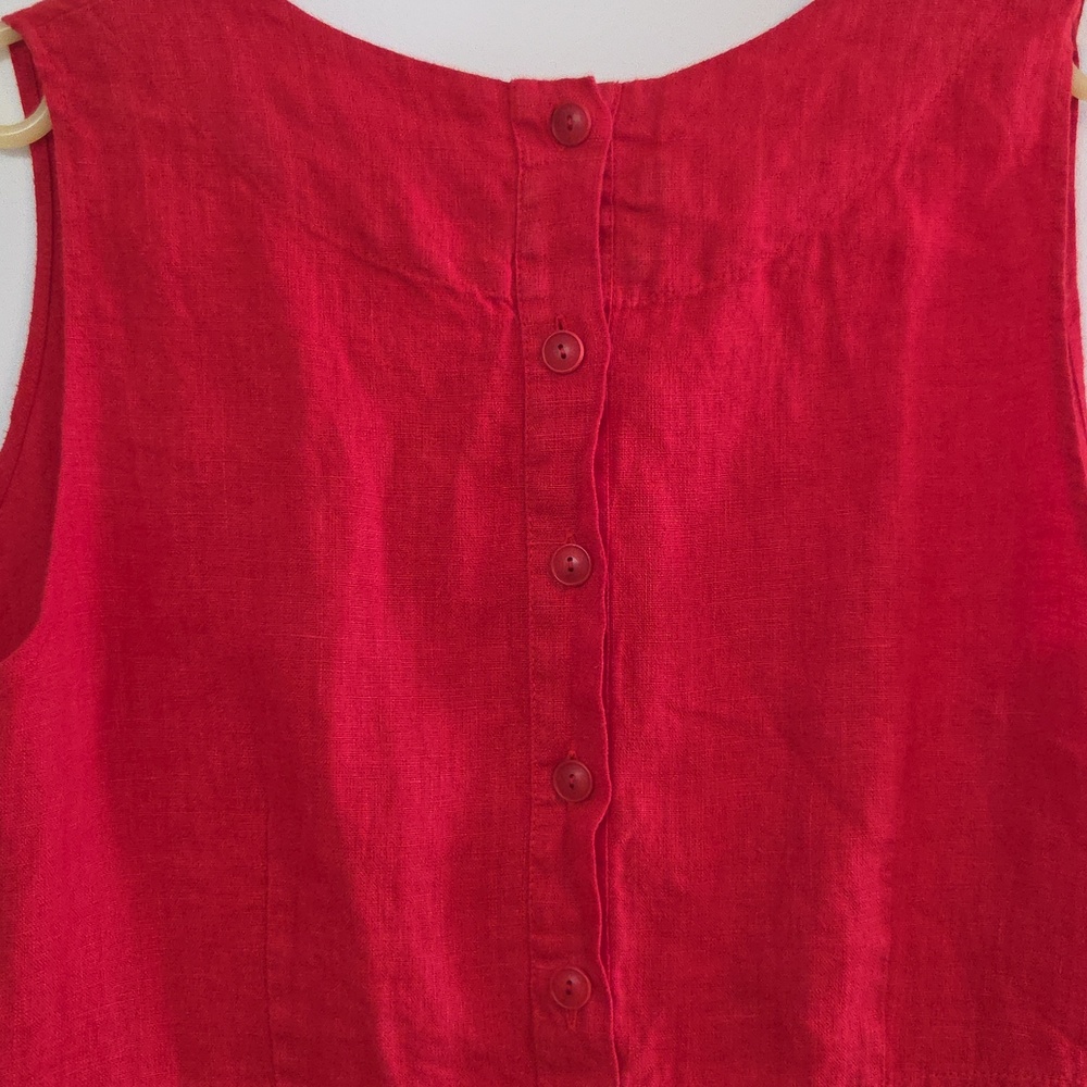FLAX red linen A-line dress Sz M - Picture 7 of 8